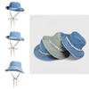 Summer Fashion Letter Strap Wide Brim Denim Fisherman Hat With Sun Protection For Women