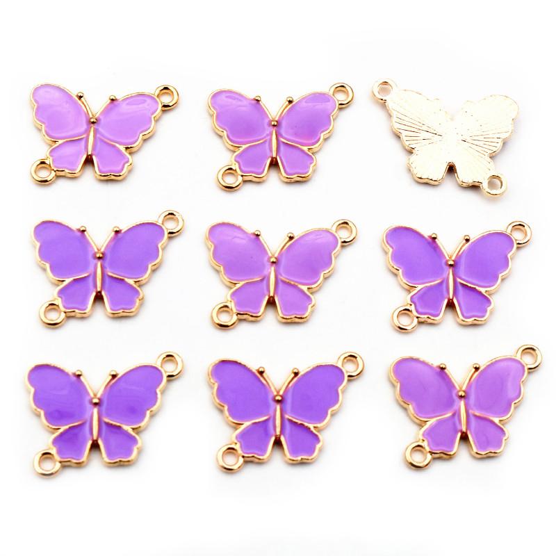10pcs 15x20mm Double Loops Butterfly Charms Pendant Enamel Alloy Metal Charms DIY Jewelry Accessories for Necklace Bracelet