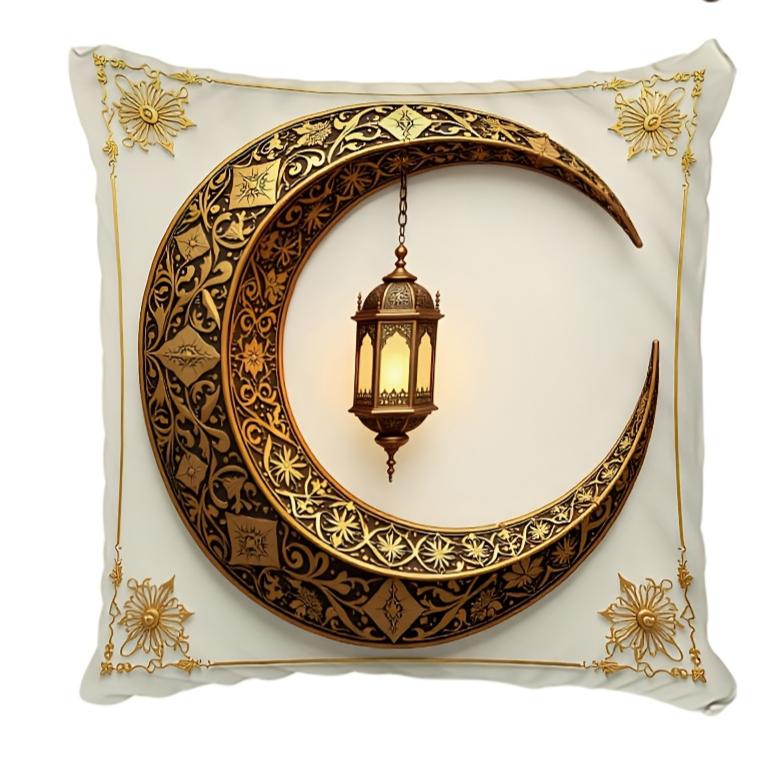Aksamitne Poszewki na Poduszki Latarnia Księżycowa Ramadan Poszewka na Poduszkę na Krzesło do Domu Biura na Zewnątrz Kwadratowe Poszewki na Poduszki Dekoracja Wzór z Nadrukiem