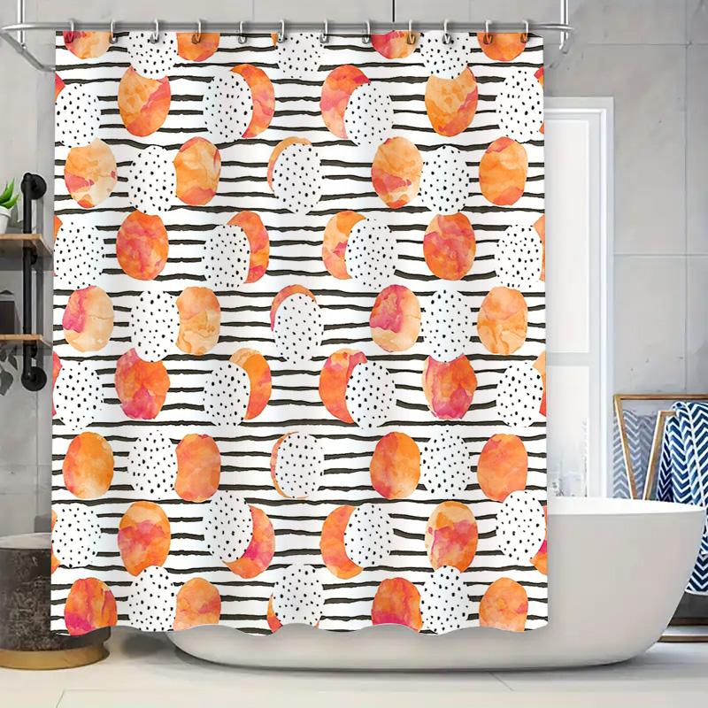 

Bathroom Shower Curtain Nature Trees Black White Stripe Botanical Shower Liner Waterproof Decor W60H190(CM)-1 Pcs