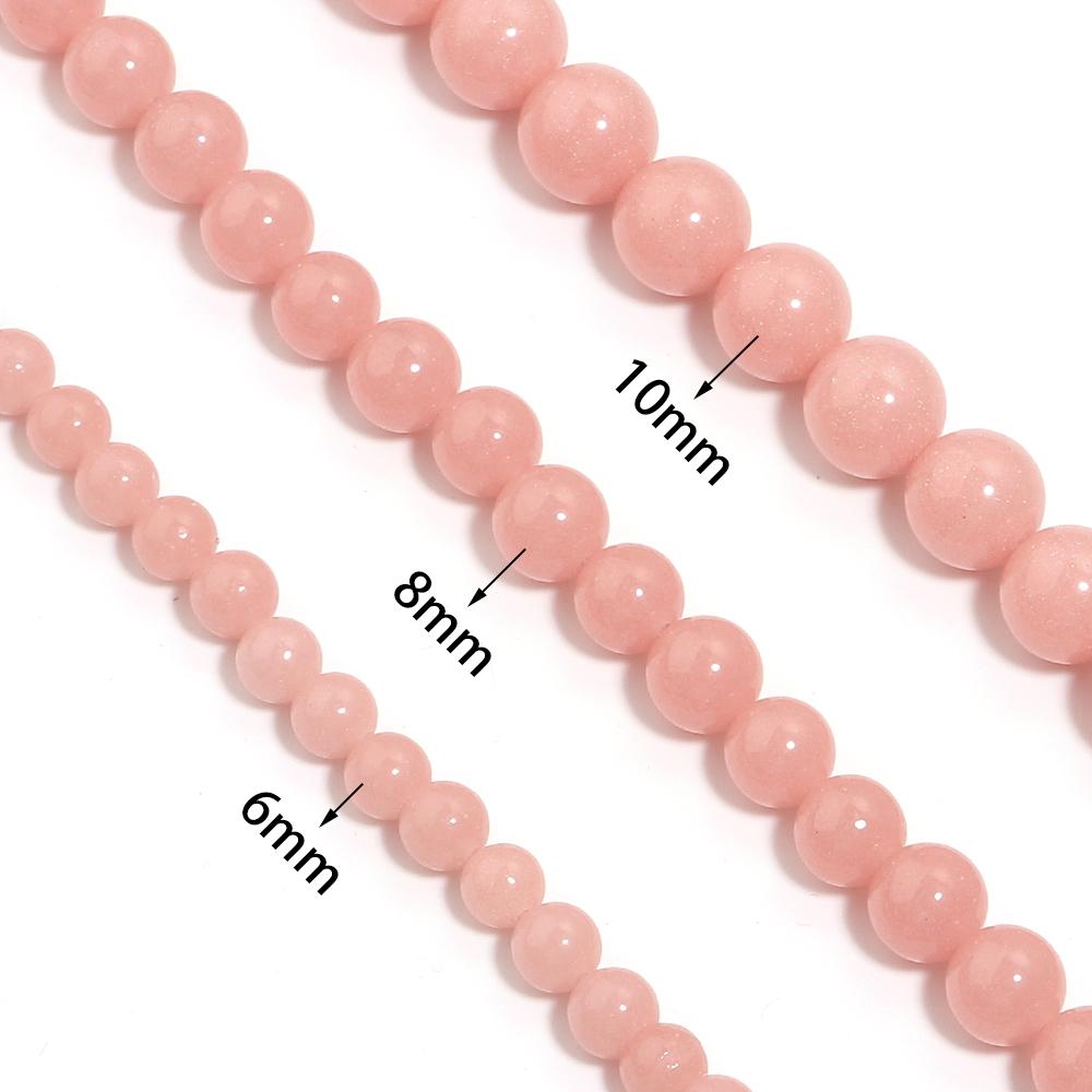Natural Stone Beads 6 8 10mm Pink Luminous Stone Round Loose Spacer Beads For Jewelry Making DIY Bracelets Necklace Accessories
