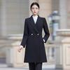 Women's Black Mid-length Padded Wool Blend Winter Coat