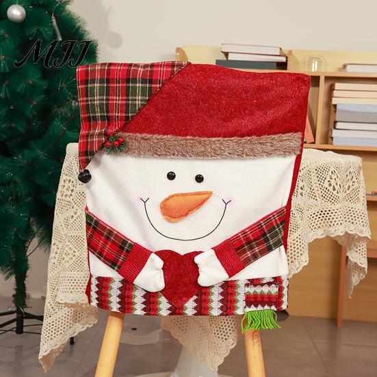 Decorative Chair Slipcovers for Hotels Christmas Dining Cover, Washable Seat Protector, Santa Snowman Covers Leisure Chairs Deer Slipcover Home