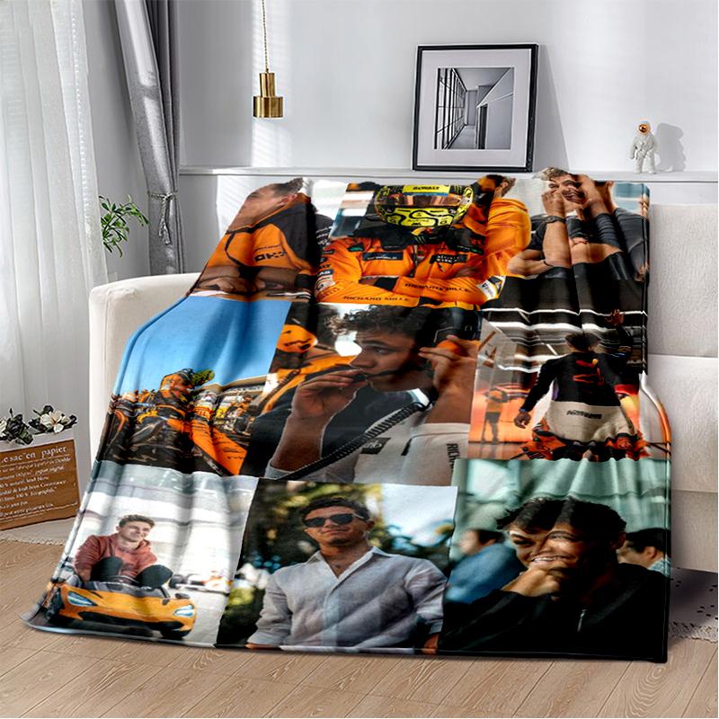 Manta Suave de Felpa Lando Norris Piloto F1, Manta de Franela Manta de Tiro para Sala de Estar Dormitorio Cama Sofá Oficina Cubierta Regalo