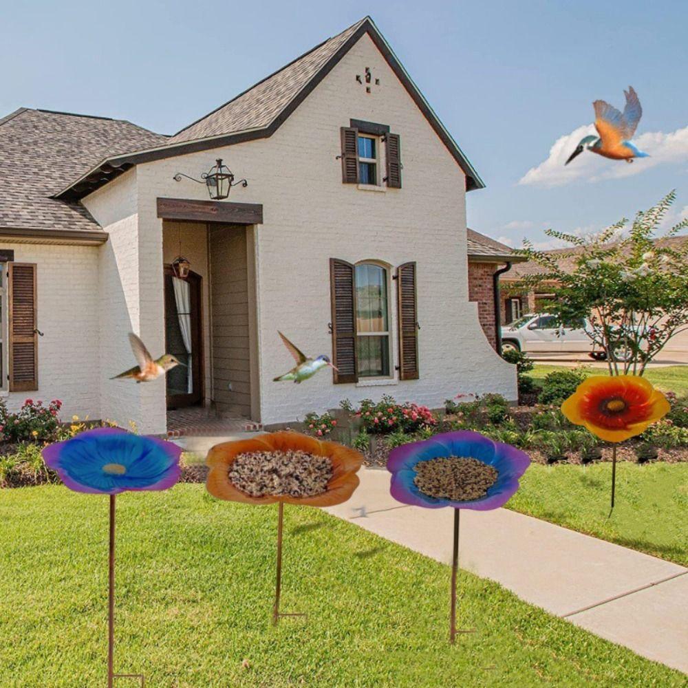 Iron Bird Feeder Plugin Large Capacity Bird Water Bowl Bird Feeding Dish  Outside Patio