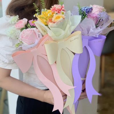 10/20PCS Flower Box Paper Bowknot Packaging Box Decorative Rose Flower Bouquet Paperboard Bouquet Bag Wedding Party Supplies