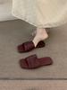 French evening red one-word slippers women's shoes wear 2025 summer vacation beach with skirt sandals
