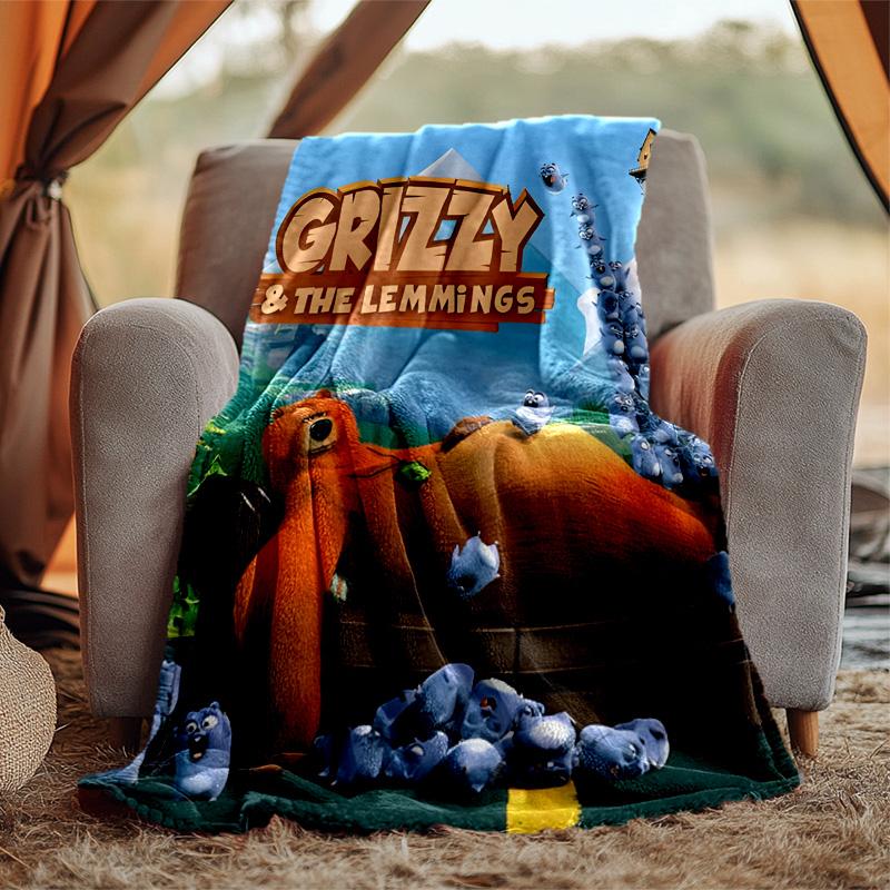 Grizzly Lemmings Flanelldecke Weich Warm Ganzjahresdecke, Design für Camping, Autoreisen, Wandern Sofa, Bett, Büro Perfektes Geschenk für Partys