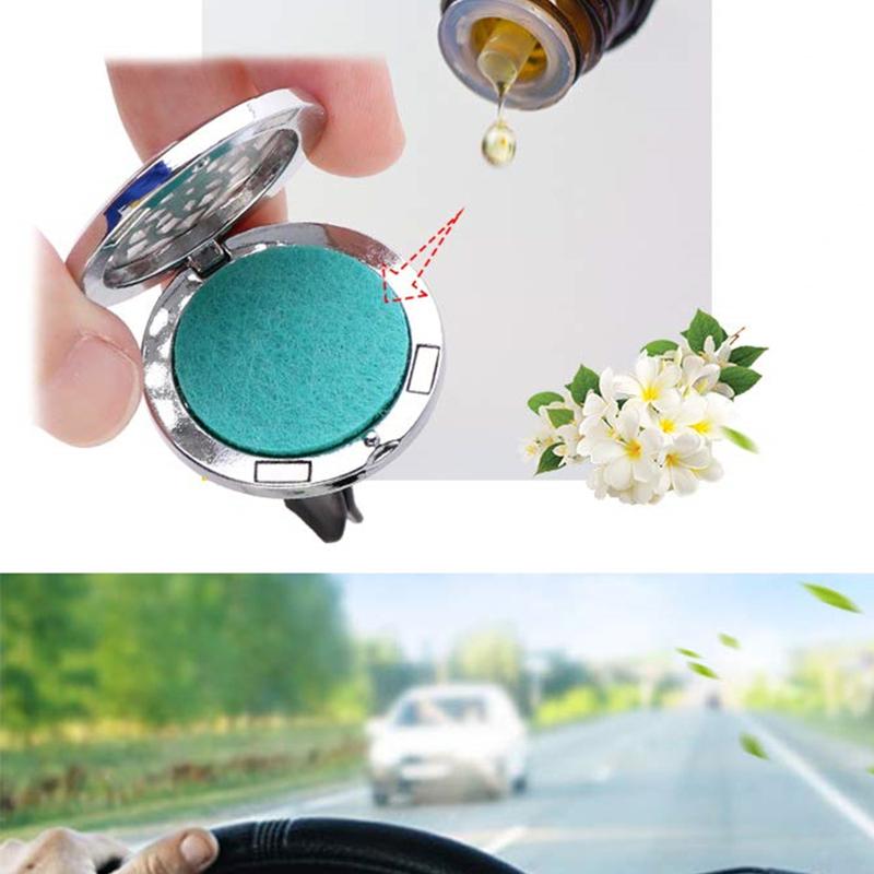Refillable Car Air Freshener Smell Perfume Diffuser Clip Auto Vent Essential Oil Stainless Steel Locket Interior Accessories