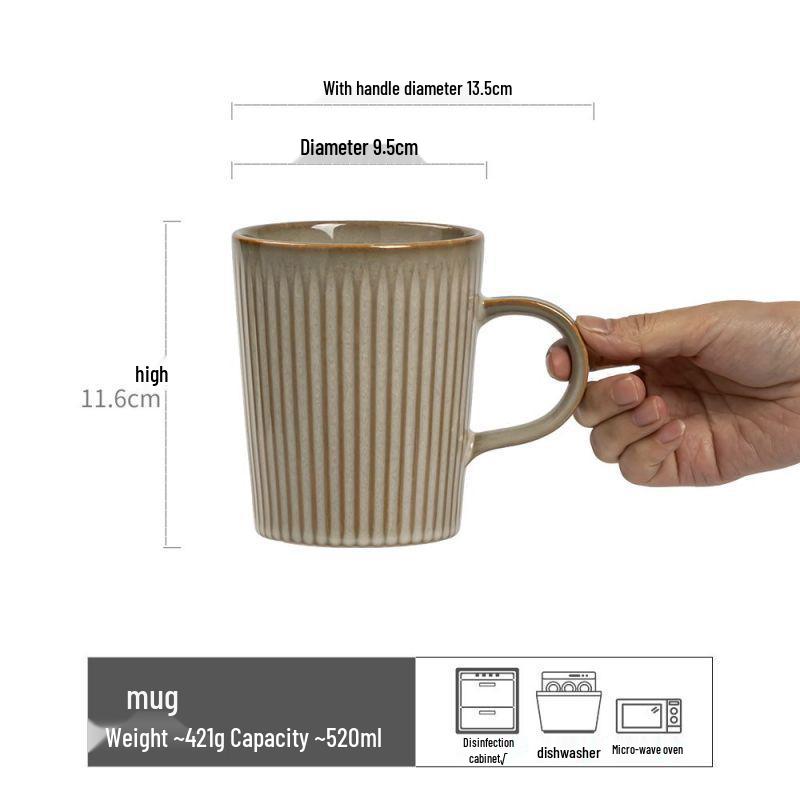 Retro Embossed Ceramic Mug – Office & Home Coffee, Tea, or Water Cup