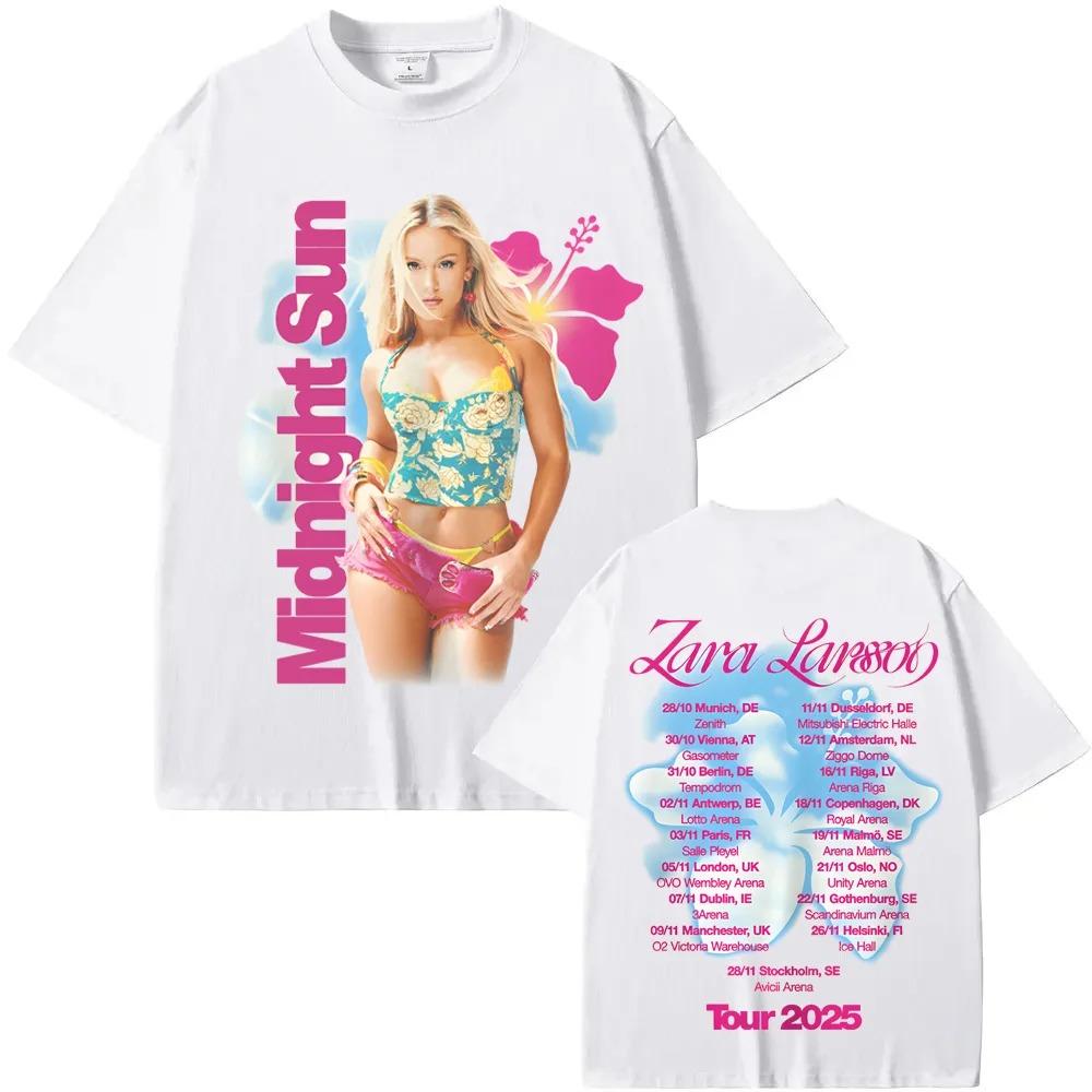 Singer Zara Larsson Tee 2026New Midnight Sun Photo Tour Tee 100%cotton Comfortable High Quality Cartoon Print Round Neck Tees