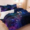 Galaxy Print Duvet Cover Set (1 Duvet Cover & 1/2 Pillowcase) Starry Night Bedding Set Soft Bedroom Decor for Kids Teens