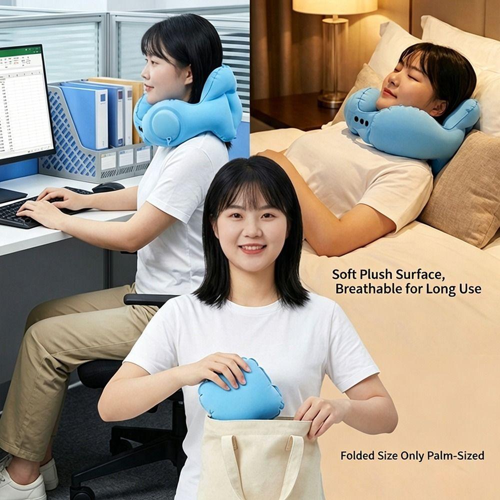 Ergonomic Inflatable Neck Pillow Foldable U Shaped Pillow Portable Headrest Camping