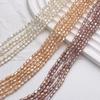 1String, Straight Hole Natural Freshwater Pearls, Handcrafted Nugget Pearl Beads for Jewelry Making DIY Crafts (Beads 3.5-4.5mm, Length 36cm)