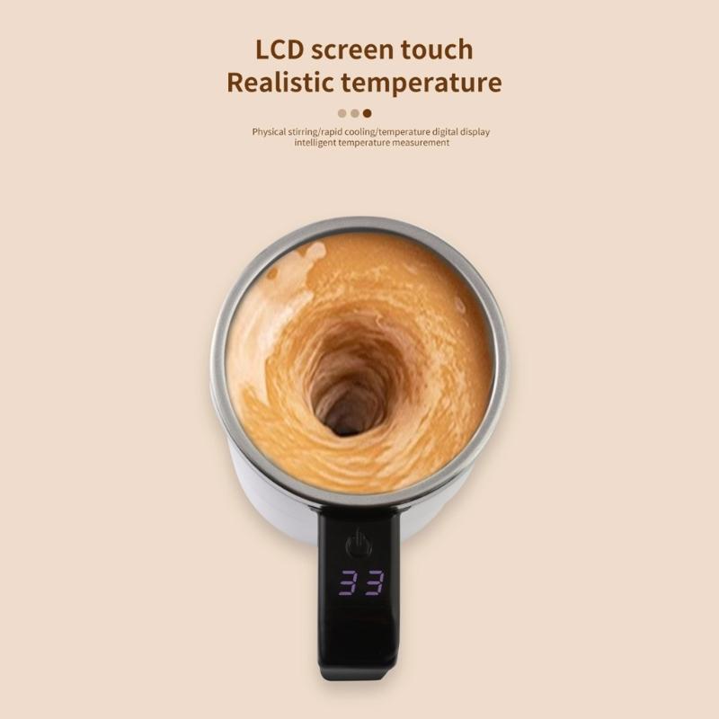 Stirring Mug 380ml Electric with LED Temperature Display Type C Fast Charging Auto Stirring Timer Coffee Cup Gift