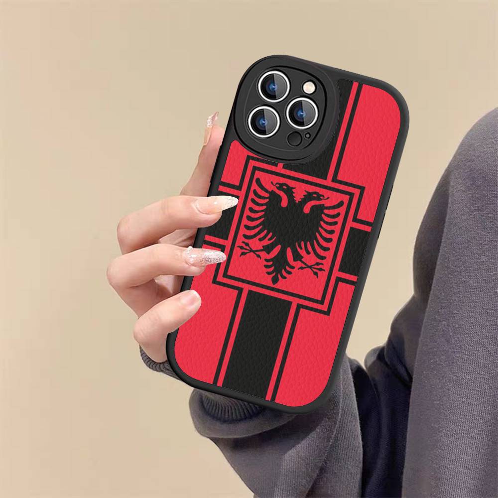 

Албания Албанский Флаг Кожаный Чехол Для Телефона Для IPhone 16 15 14 13 12 11 Pro Max Plus Ударопрочный Чехол iPhone 14