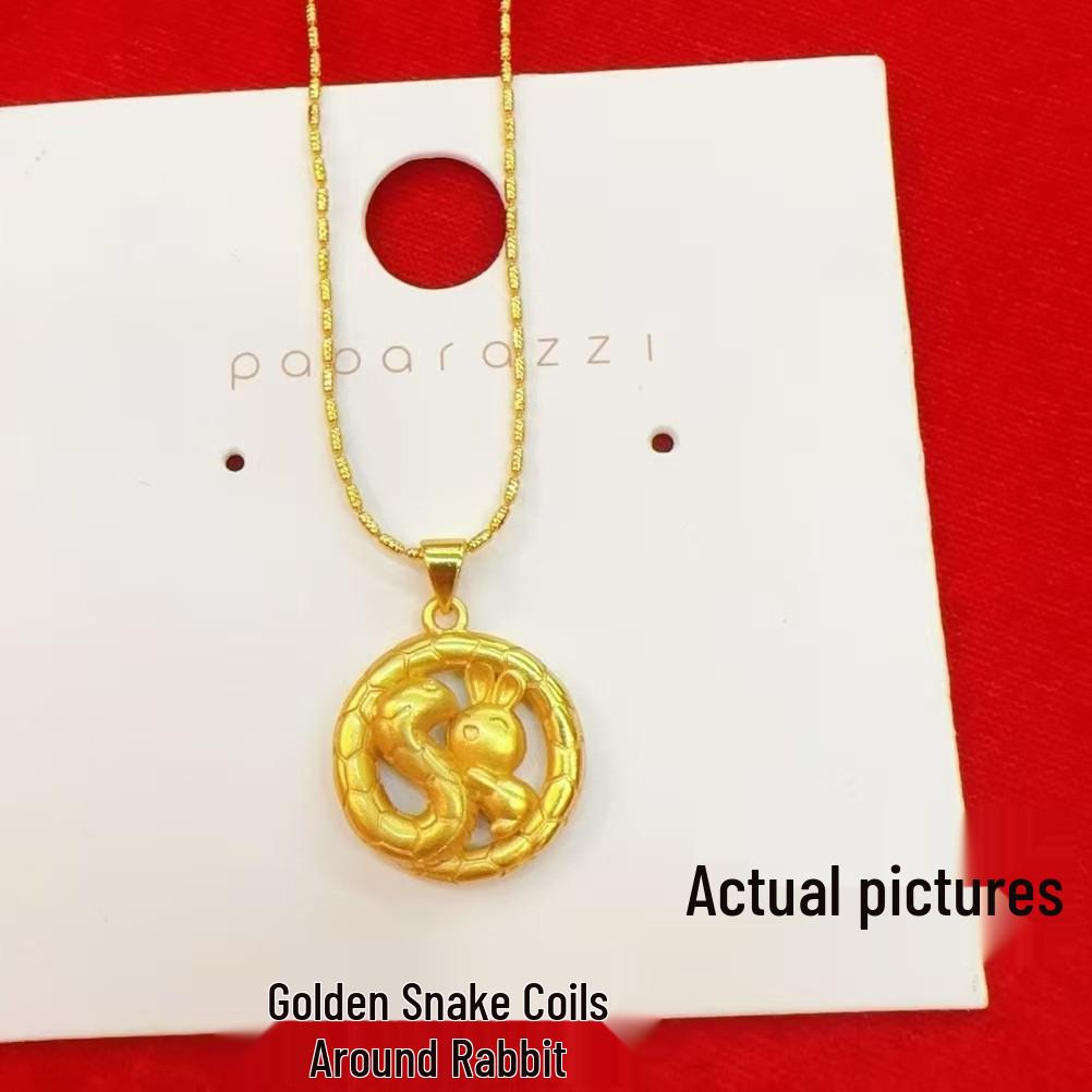 Бенмин Нянь Позолоченное Ожерелье-Кулон Змея и Кролик Golden Snake Wrap Rabbit Pendant (No Chain)
