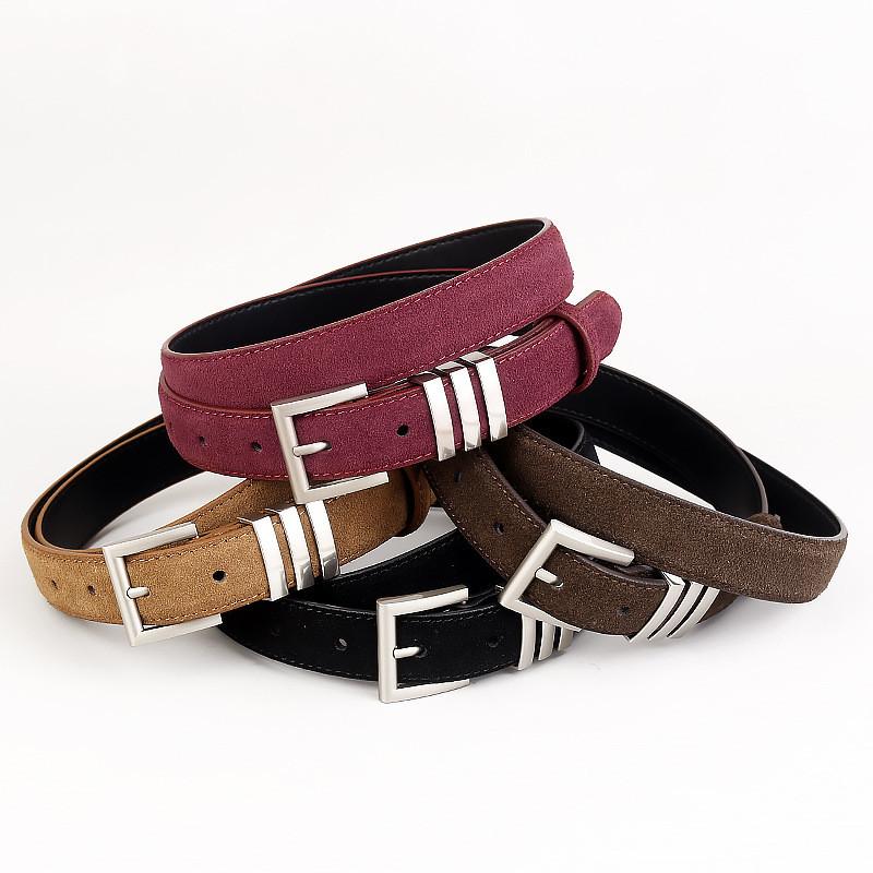 Genuine Leather Womens Belt With Silver Pin Buckle For Office Wear And Fashion