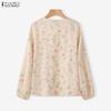 ZANZEA Women Casual V-Neck Long Sleeve Loose Floral Print Blouse