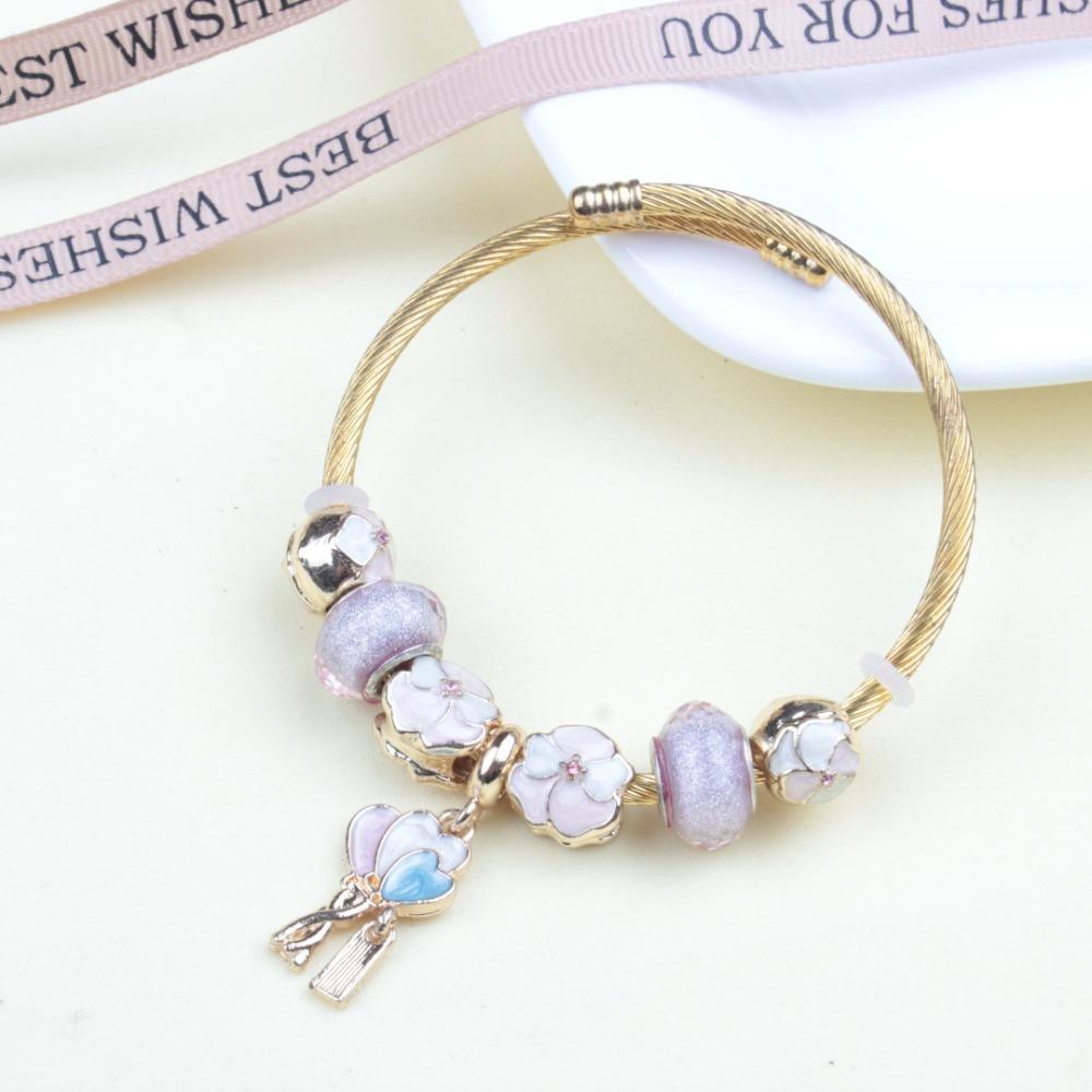 Beaded Bracelet Bangle Multi Element Stainless Steel Copper Alloy Open Spring Snake Bone Chain