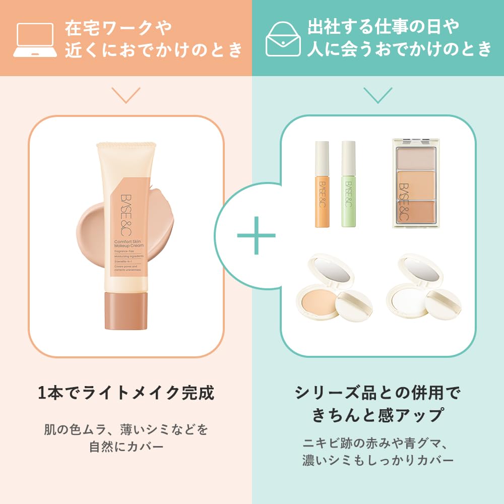 Comfort Skin Make Cream 01 Natural Beige 27g CICA No Foundation BASE&C All-in-One SPF25PA++