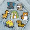 Söt Djur Skog Trädgård Emalj Pin Katt Hund Björn Giraff Kanin Broscher Tecknad Väska Lapel Pins Märke Smycken Barn Vänner Gåvor