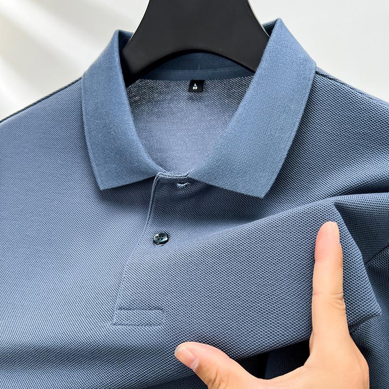Pure Cotton Clean Version Men's Short-sleeved POLO Shirt Summer Lapel Business Casual Solid Color T-shirt with Tie
