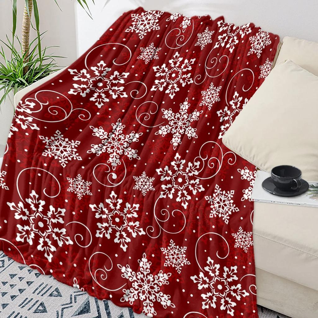 Golden Snowflake Christmas Throw Blanket Soft Plush Warm Sofa Throw Holiday Gift Home Textile