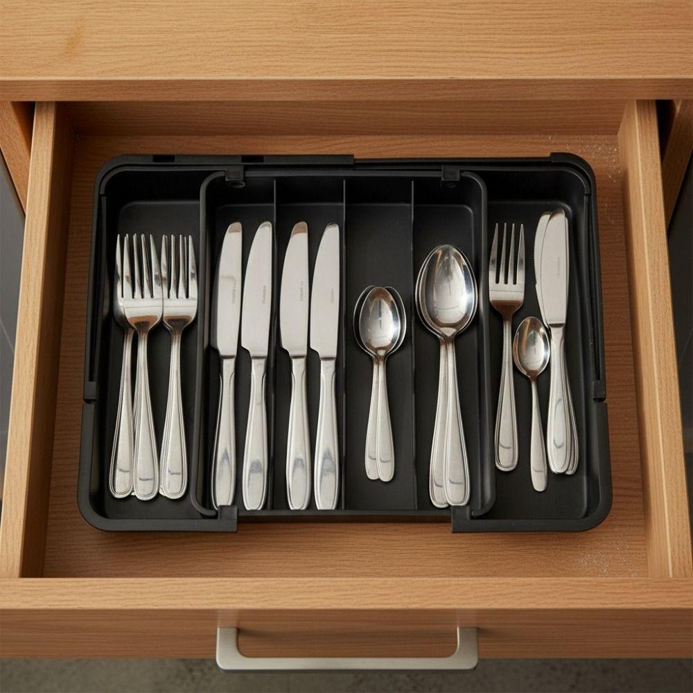 Adjustable Silverware Drawer Organizer 6 Grids Cutlery Separation Trays  Fork Spoon