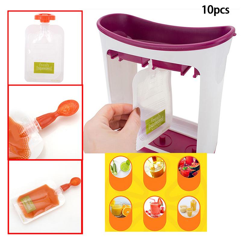 10 bolsas resellables exprimibles frescas para puré de alimentos para bebés para destete, reutilizables