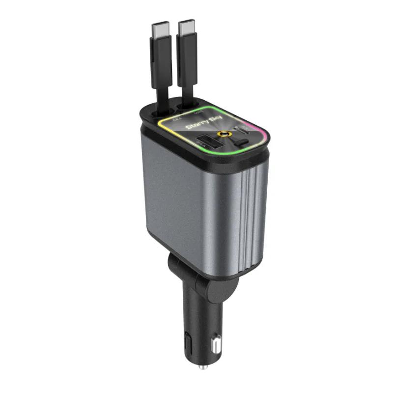 

Starlight Retractable Car Charger with Retractable Cables, Starlight in Car Roof 4 in 1 Super Fast USB C Car Phone Charger