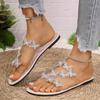Fashion Brand Design Glitter Butterfly Decoration Sandals Women 2025 Sexy Transparent Pvc Strap Flat Heel Slides Fashion Beach Slippers