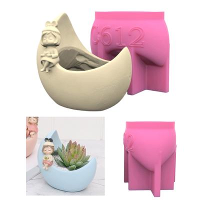 Stifthalter-Form mit Mondmädchen-Motiv, Blumentopf, Epoxidharz, Silikonform, DIY-Bastelform, Gips-Ornament, Werkzeug für Heimwerker-Dekorationen