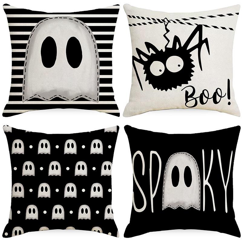 New Halloween Pillowcase Living Room Sofa Bedroom Pillow Single Side Linen Black Pillow