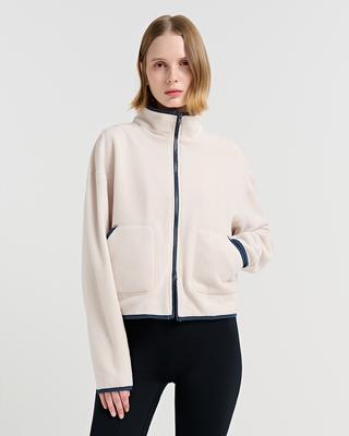 Formative Fleece Contrast Zipper Zip-Up Jacket Fmot5014W_Day Sand