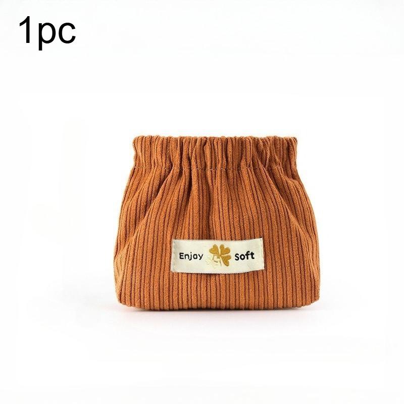 

1pc Corduroy Clover Storage Bag Handheld Bag Bullet Storage Bag Lipstick Cosmetics Storage Bag Travel Convenient Mini Wallet 1pc кавовий