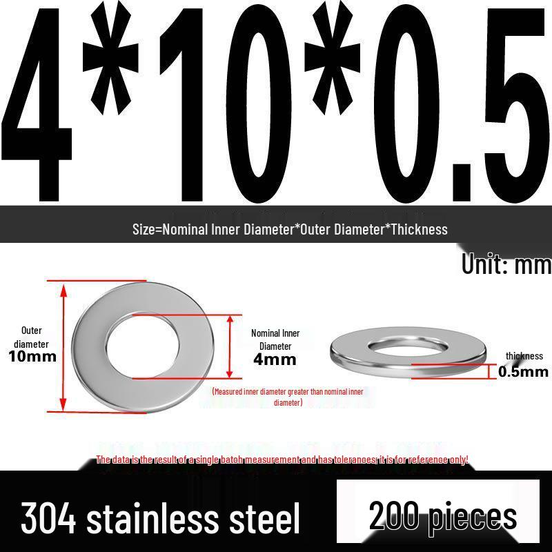 Thickened 304 Stainless Steel Flat Washer Spacer (M2-M36)