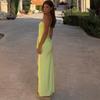 Women's Tight-fitting Halter-neck Dress Solid Color Splicing Sleeveless Dress Halter Sleeve Fold Midwaist Irregular Dress