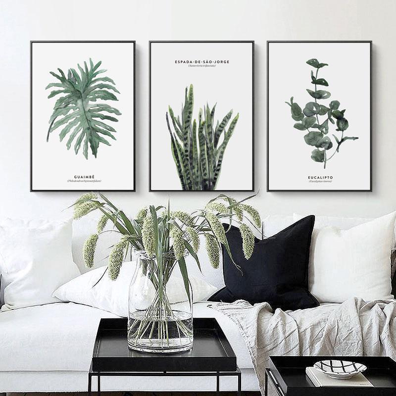 Severská zelená rastlina Listové plátno Plagáty Moderná nástenná maľba Plagát v črepníkoch Estetické obrazy do obývačky Home Decor