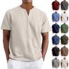 Herren Henley Kurzarm T-Shirt Klassische Passform Leichter Pullover Baumwolle Weiches Strickoberteil für den Alltag