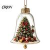Miniature Holiday Scene Hanging Balls 3D Christmas Bell Ornament, Winter Clear Decoration with Santa Reusable Festival Ornaments Snowman Reindeer
