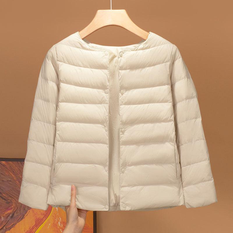 Winter white duck down children's down jacket liner round neck long sleeve boys and girls with light inner wear school uniform artifact