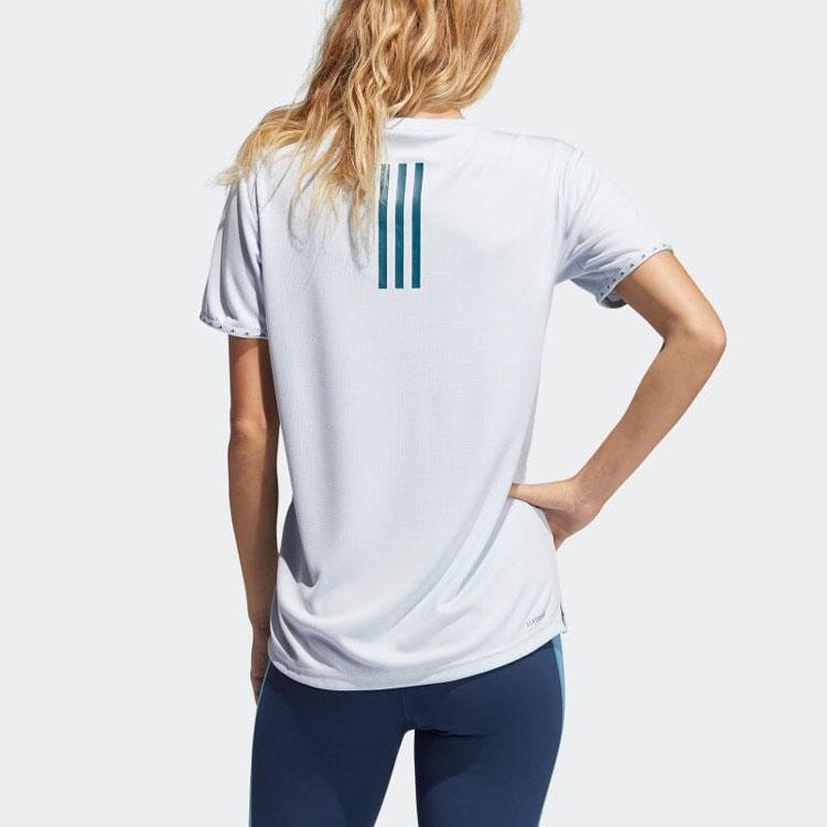 adidas T Shirts Women's White Crew Neck Moderate Straight Fit GQ9413