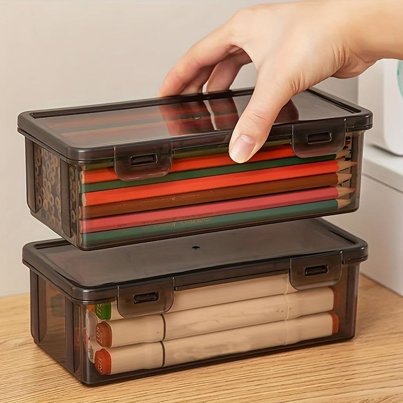 1/2/3pcs Transparent Black Storage Box Large-Capacity Storage Box Office Supplies Storage Box Packaging Pencil Storage Rganizer