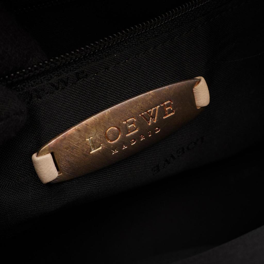 Used LOEWE Anagram Handbag Leather Beige Used Women