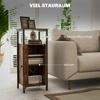 Side Table with Storage, 2 Open Shelves, 3-Level Adjustable, Magnetic Door, Brown