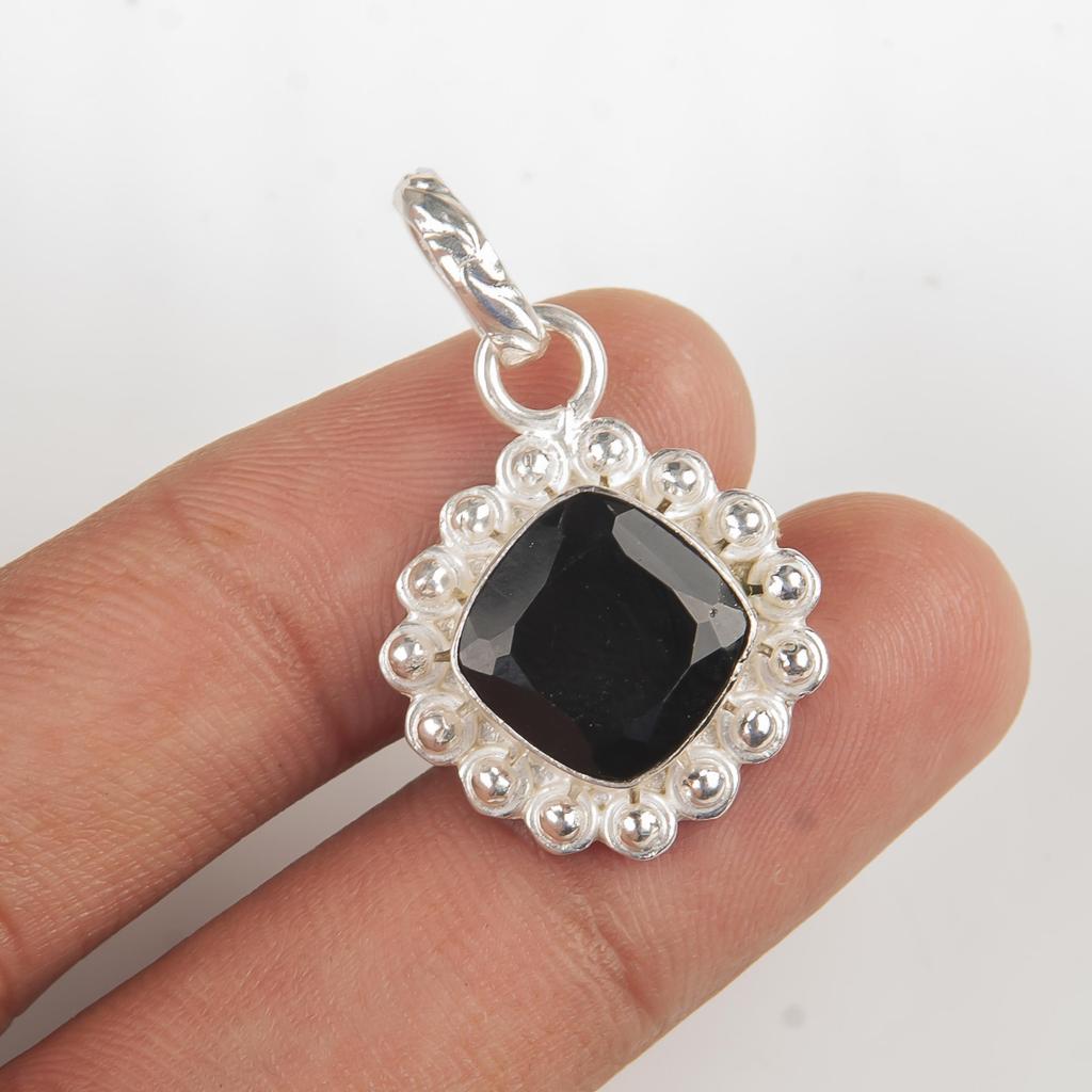 Black Onyx Jewelry, 925 Solid Sterling Silver Pendant Handmade Gemstone Jewelry, Attractive Pendant Gift For Her