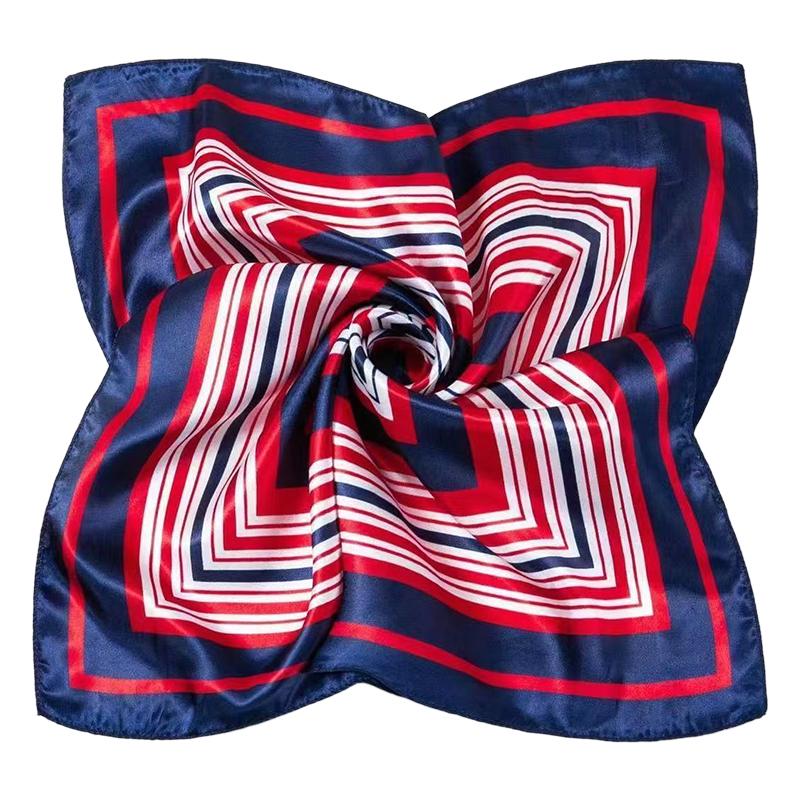 

50см*50см Женский шейный платок Летние шарфы Принт в полоску стюардессы Модные аксессуары Сатиновый мешочек Декоративный 10 цветов