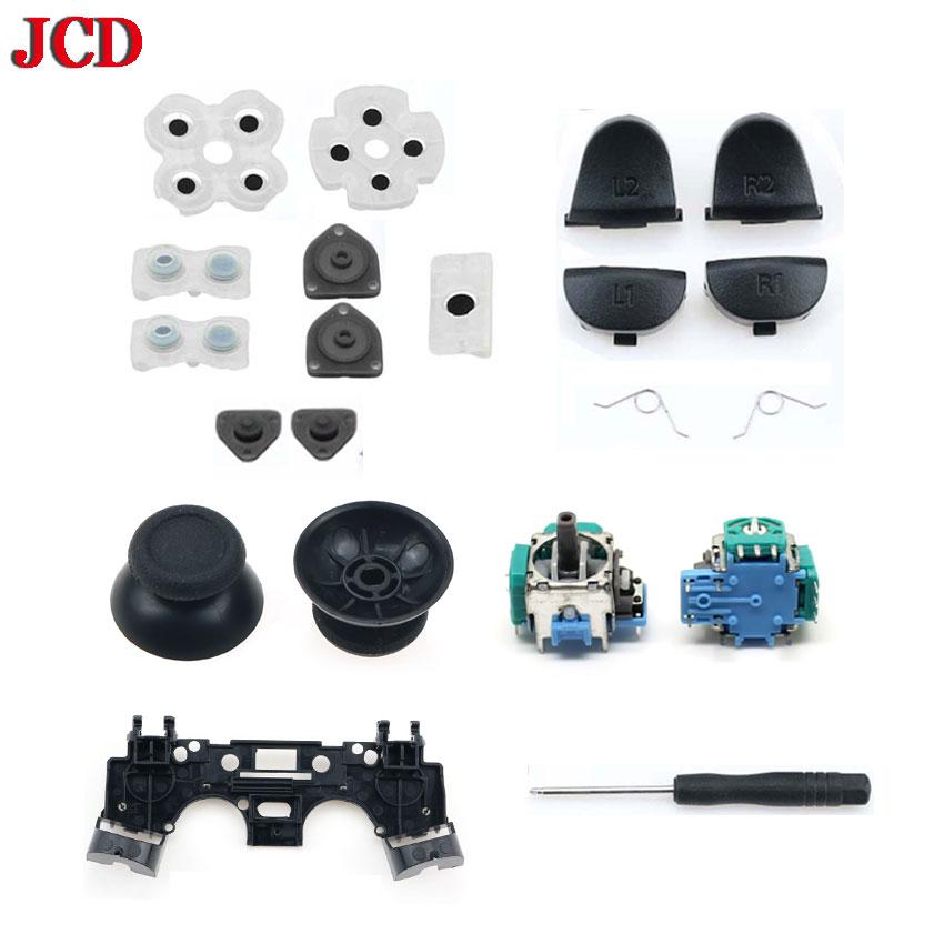For PS4 JDS 030 011 040 050 Controller Repair Set L1 R1 L2 R2 Trigger Buttons 3D Analog Sticks Cap Conductive Rubber Screwdriver