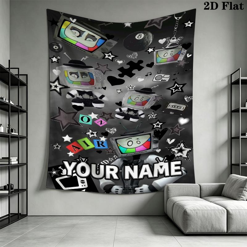Custom Name Mr Puzzles Wall Tapestry Aesthetic Wall Hanging Printed Fabric Blanket Decorative Tapestries for Bedroom Living Room Home Decor